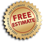 Free Estimate logo gold and red letters